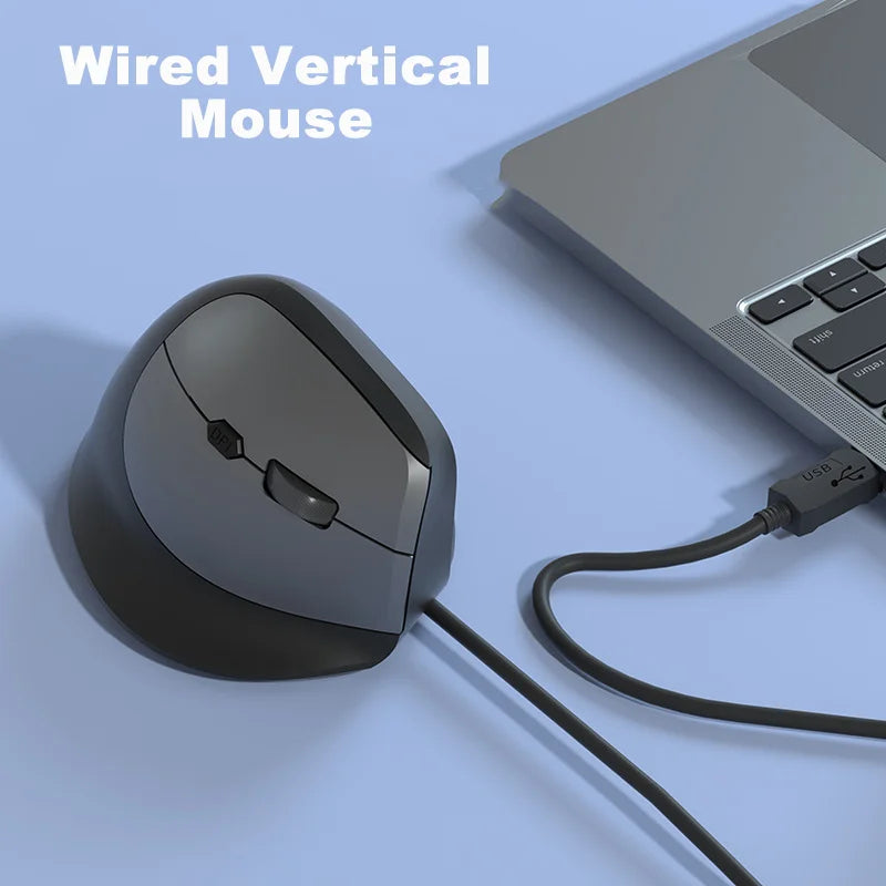 Wired Vertical Mouse Low Noise Button Ergonomics Design 3600 DPI Adjustable With Finger Support Mause Office Use Or Play Game