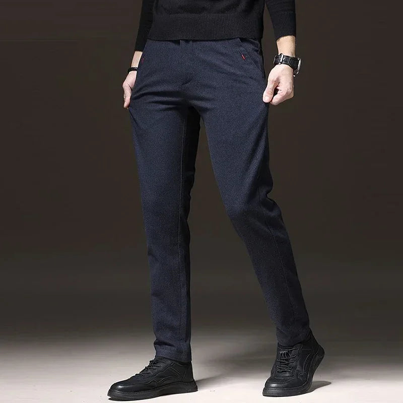 New Men Classics Business Pants Male Cotton Stretch Ankle Length Pants Slacks Skinny Straight Leg Trousers