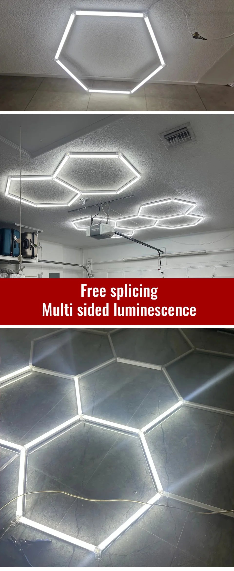 Honeycomb Led Lights Garage Light Ceiling Lighting AC85-265V Garage LED Tube Lights Hexagon For Auto Car Body Repair Workshop