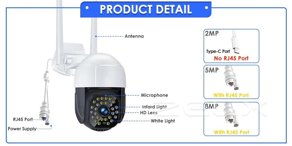 4K IP Camera WiFi 8MP Outdoor Speed Dome Auto Tracking PTZ Cam H.265 1080P Wireless Security Webcam Video Surveillance P2P iCsee