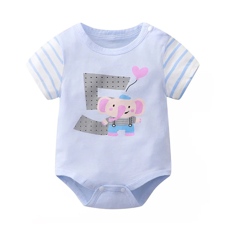 Baby Triangle Wrap Fart Romper Newborn Boys Summer 100% Cotton Cute Body Suits New Crew Neck Cartoon Printed Onesie For Girls