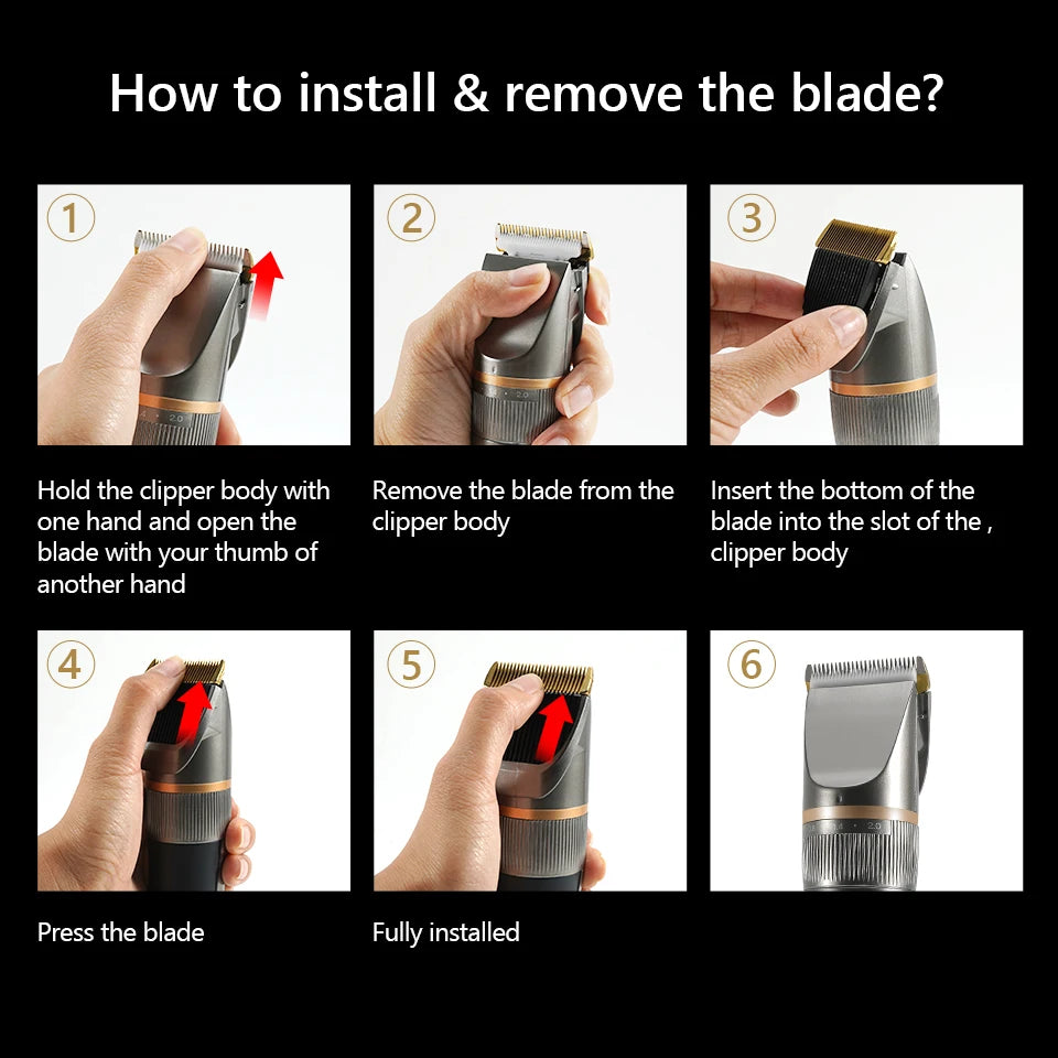 Professional Hair Clipper Electric Men's Trimmer Rechargeable Hair Cutting Machine LCD Display Head Trimmer 2 Gears
