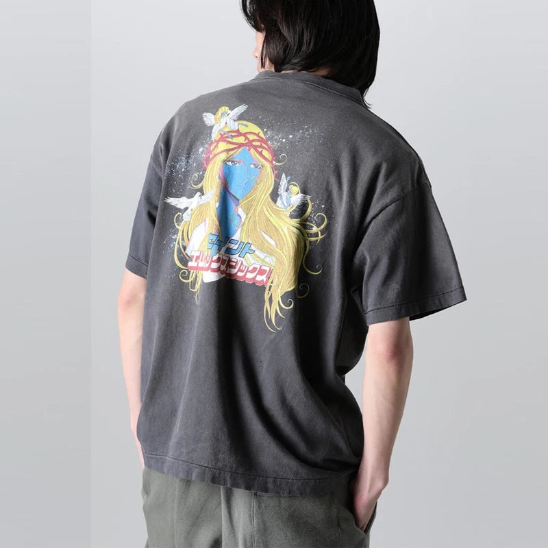 Pay Money To My Pain Saint T-Shirt Men Women Best Quality Oversized 100% Cotton Tee Tops Vintage Washed Black Graphics T Shirt