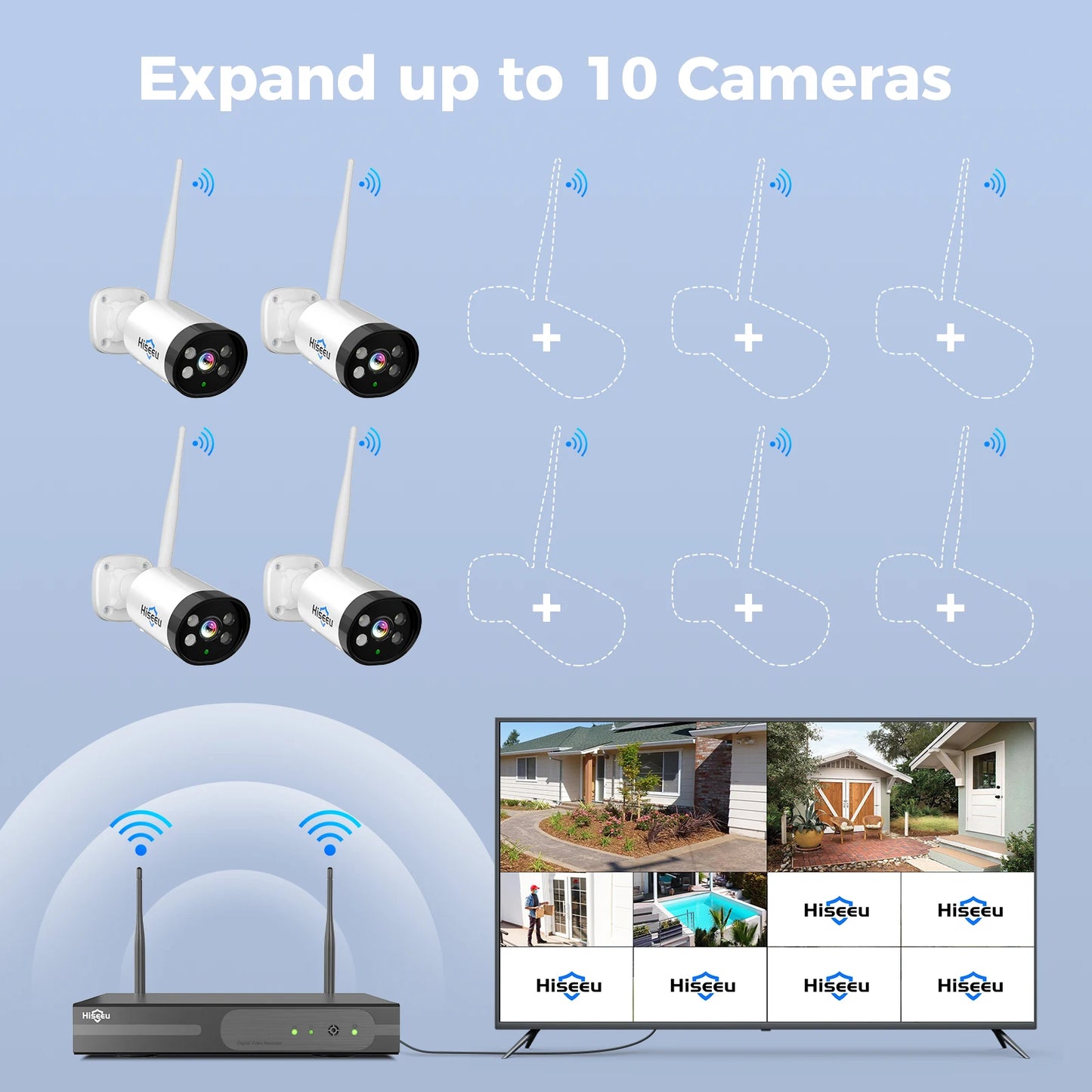 Hiseeu 3MP Wireless IP Camera Outdoor Waterproof CCTV WiFi Surveillance Security Camera P2P For Eseecloud Wireless System