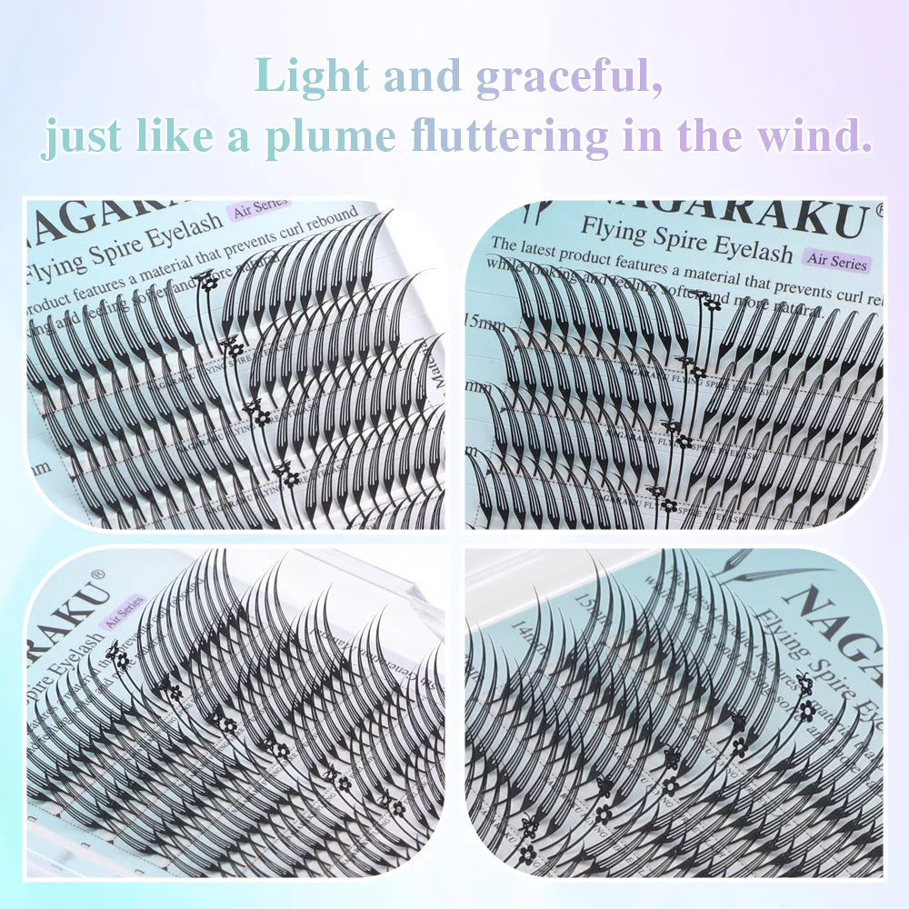 NAGARAKU Premade Spire Fairy Wings Eyelash Anime Effect Soft Plume Fluttering Eyelash Extensions Comic