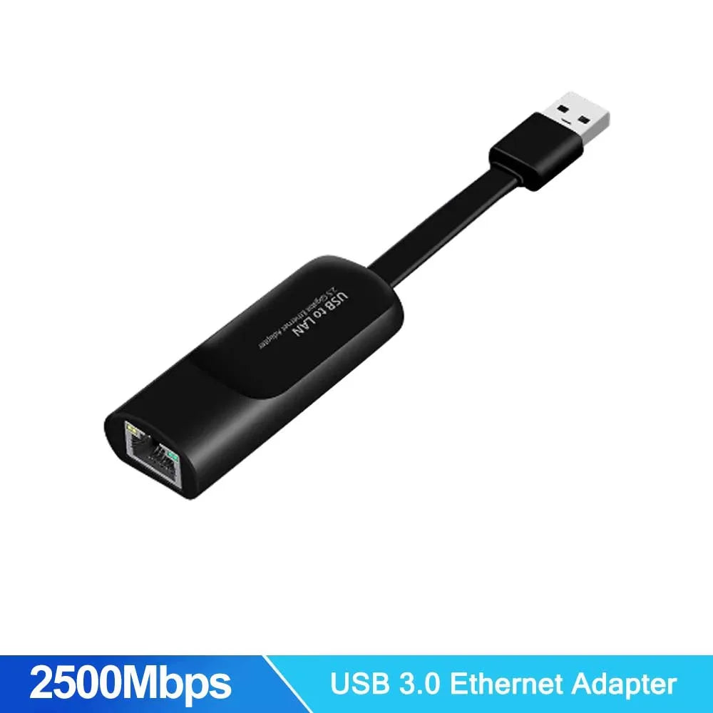 USB Gigabit Ethernet Adapter 2500Mbps USB 3.0 Network Card to RJ45 Lan Driver Free For Desktops Laptop Macbook PC Accessories