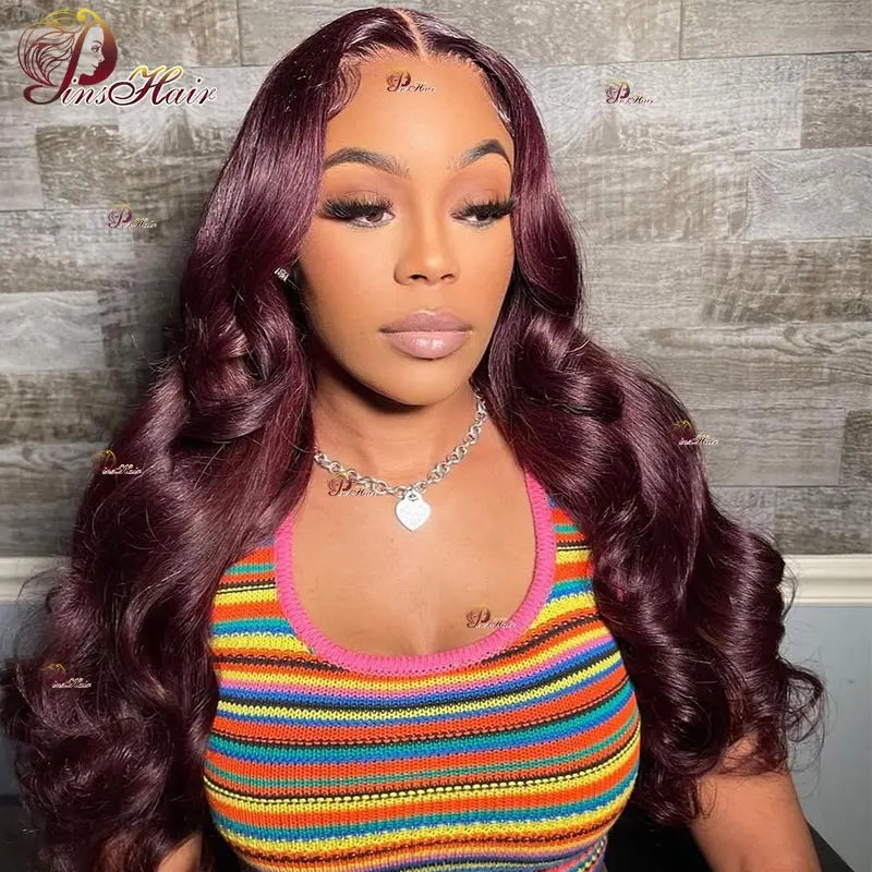 Burgundy Color Lace Front Human Hair Wigs Pre Plucked Body Wave 13X4 Lace Front Wig Human Hair for Women Remy Lace Front Wig 180