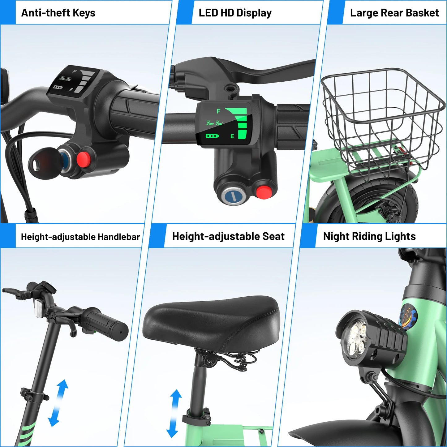 Caroma Electric Scooters for Adults and teens, 500W Peak Motor, 30 Miles Max Range, Foldable Electric Scooter and Detachable Ba