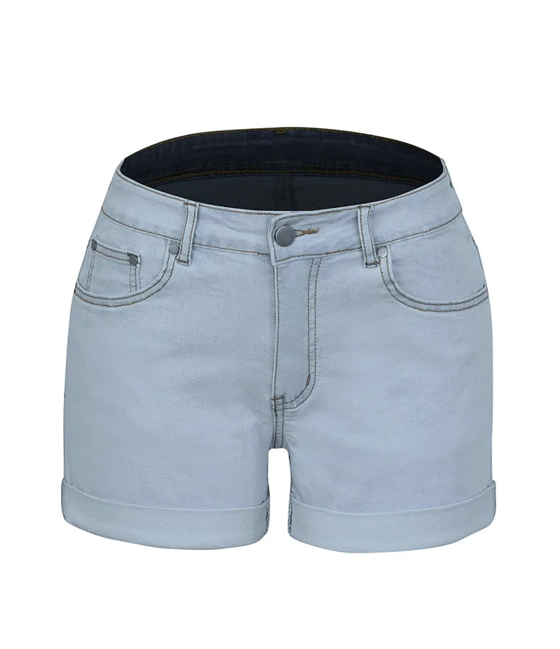 Women Casual Slim Fit Pockets Denim Shorts Wrap Buttocks Solid Mini Jeans Female 2024 Sexy High Strecth Vintage Short Pants