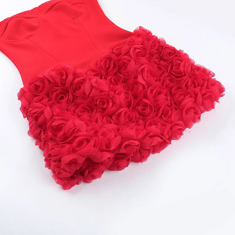 Ladies Summer Flower Elegant Evening Party Dress For Women Sleeveless Backless Tube Mini Dresses Woman Clothes Birthday Clubwear