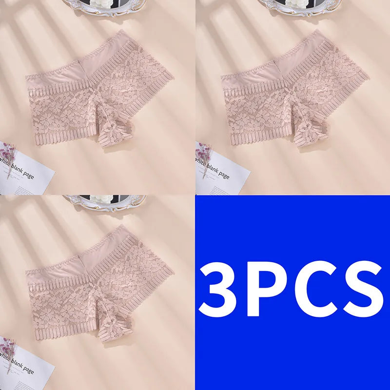 3PCS Women Lingerie Panties Sexy Lace Cheeky Plus Size High-waist Panties Female Briefs Ladies Seamless Breathable Underwear