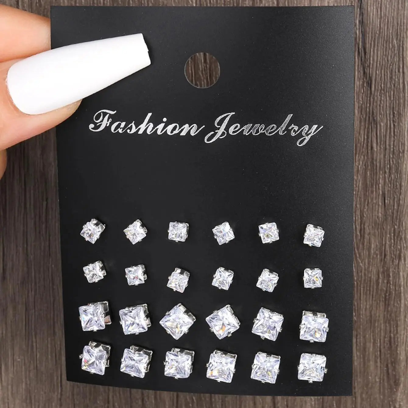 12pairs Fashionable Minimalist Cubic Zirconia Sparkly Earrings,Suitable For Holidays, Parties, Dates, Gifts, Everyday Wear