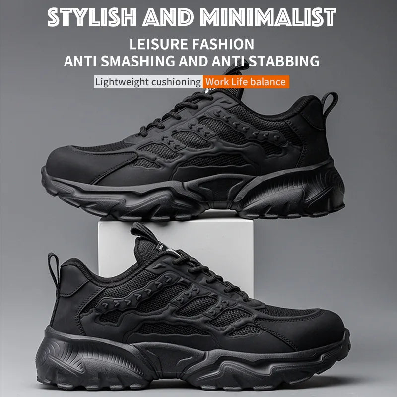Steel Toe Kevlar-Midsole Safety Shoes Men, Lightweight Breathable Anti-Puncture Anti-Smash Non Slip Industrial Work Boots