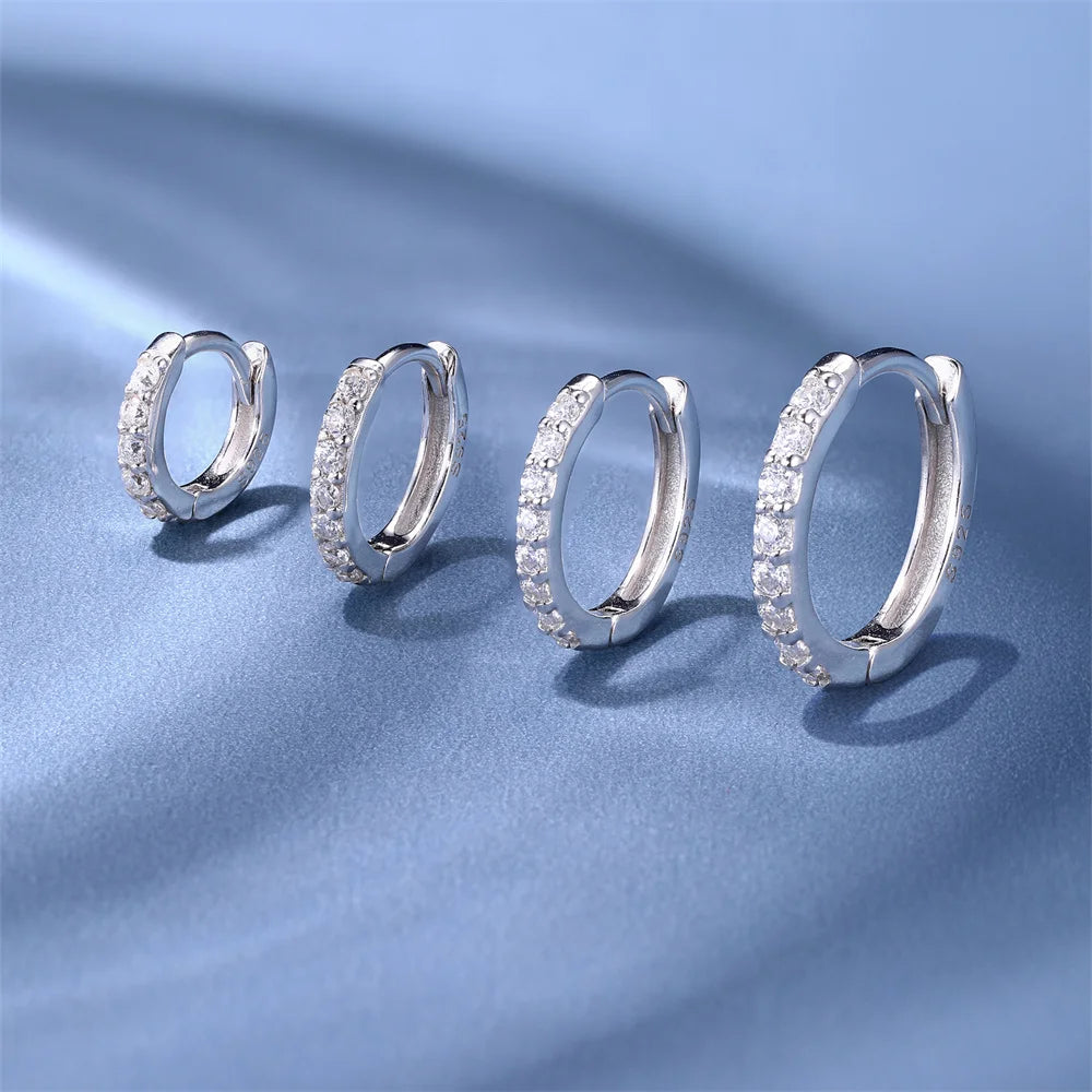 CANNER 1PC Moissanite Horse Eye Puncture Ear Stud For Women 925 Sterling Silver INS 2/3/4mm Round Circle Earring Wedding Gift
