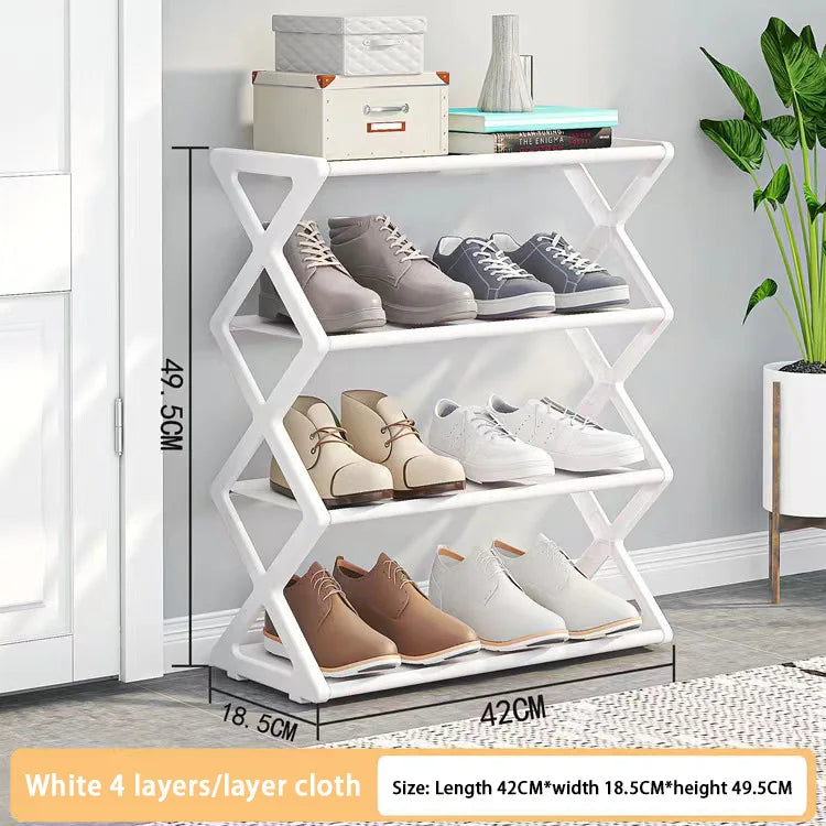 Household Simple MultiLayer Space-Saving X-Shaped Shoe Rack Dust-proof Storage shelf Multi-purpose For Student Dormitory Doorway