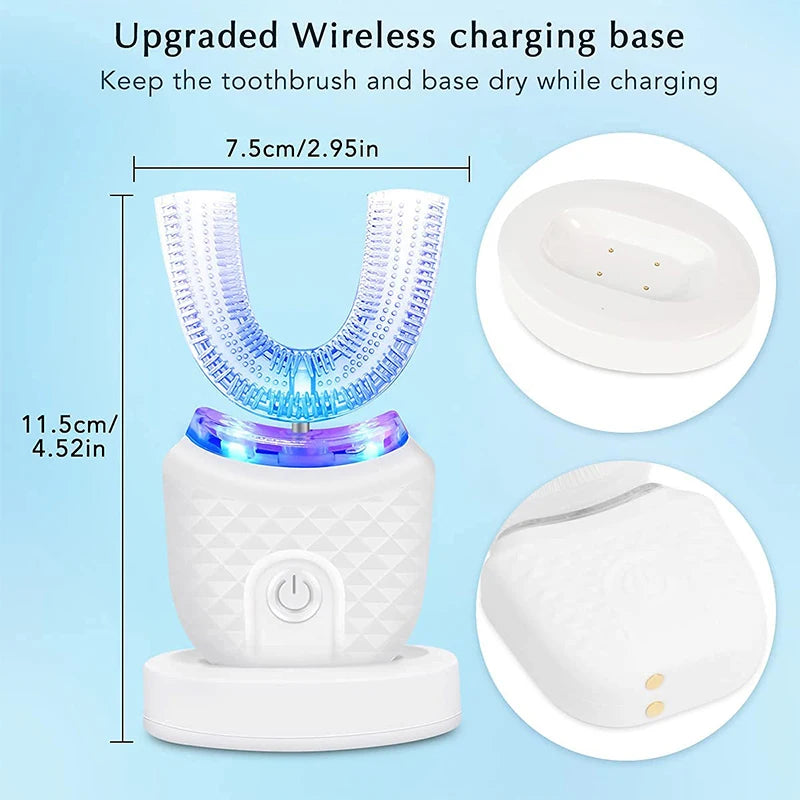 New Rechargeable Smart U-Shape Soft Ultrasonic Waterproof Wireless Toothbrush Set Travel Electric Toothbrush