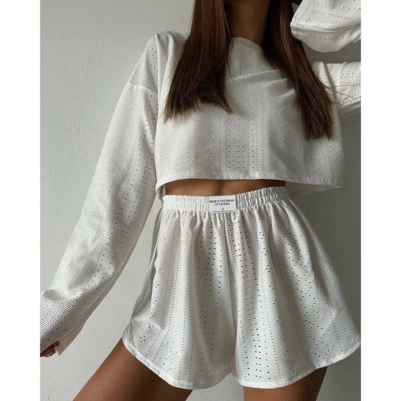 Women Fashion Slim Pajamas Set Two-Piece Suits Sleepwear Loungewear Solid Pajama Ladies Pijama Homewear Soft Leisure Nightwear
