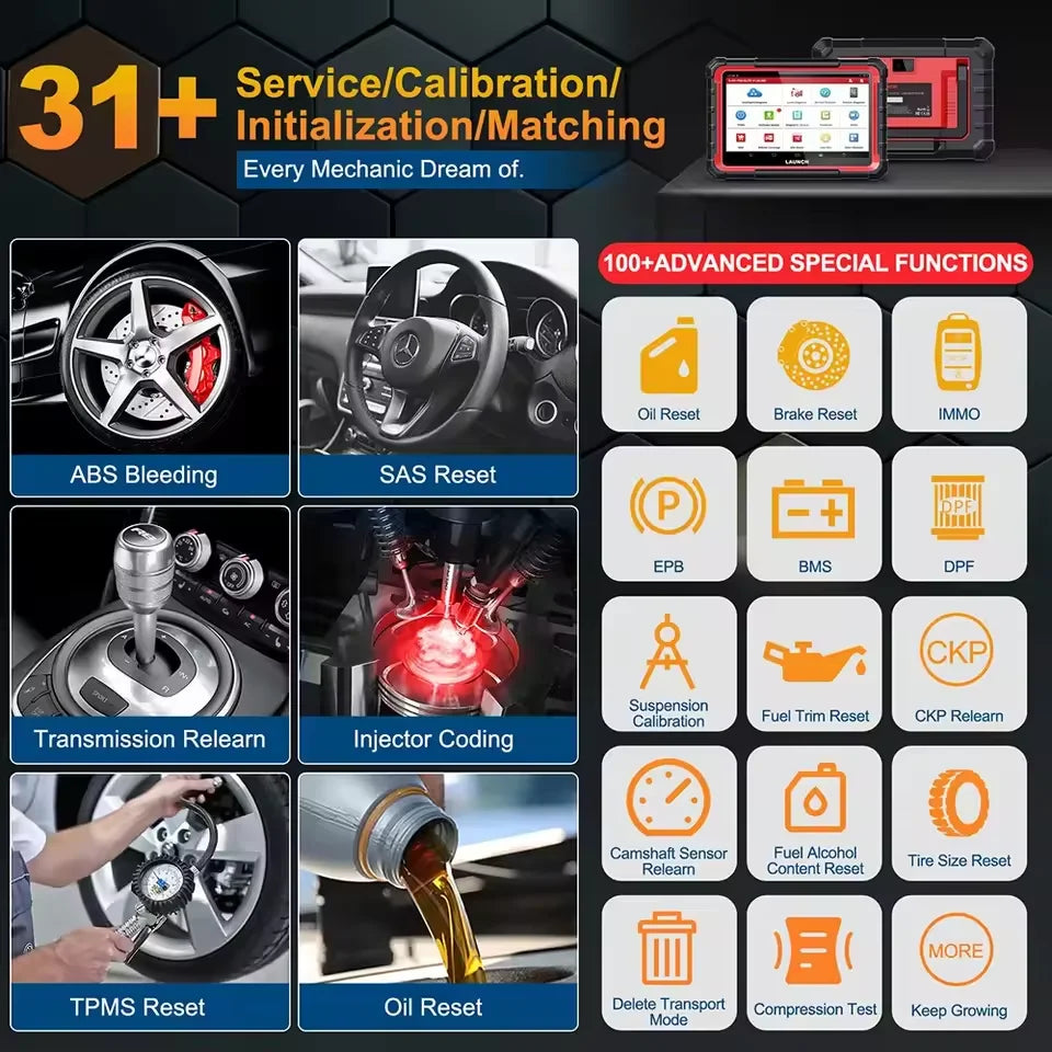 2025 LAUNCH X431 PRO ELITE 8 inches ECU Coding Active Test CAN FD DOIP all system Car diagnostic tools 31 Resets OBD Scanner