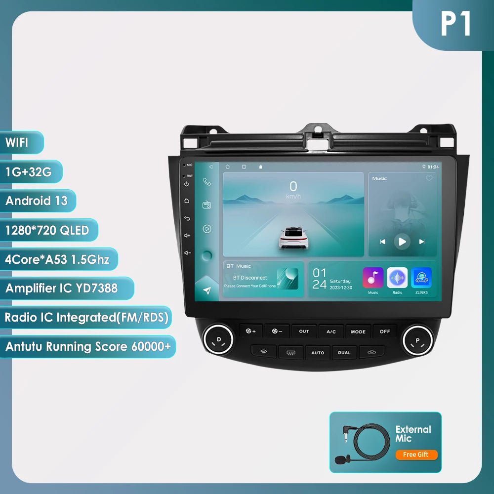 Hzipo AI Voice 10.1" Radio For Honda ACCORD 7 2003 2004 2005 2006 2007 2din Android Auto Carplay 4G Car Multimedia GPS Autoradio