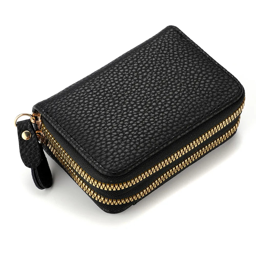 Multi Slot Holder Fashion Wallet Female Bank Card ID Holder Female PU Leather Protection Case Coin Zipper Wallet