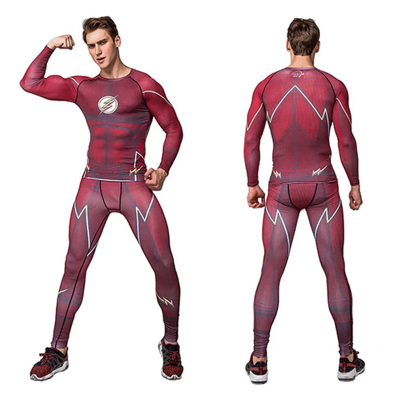 Rashguard Super T-Shirt Men's Long Sleeve Compression Tight Fitness Gym Sports Digital Printing Running Tracksuit Hero Jerseys