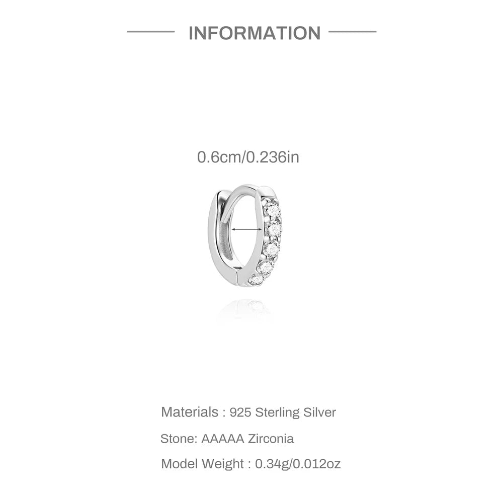 CANNER 1PC Moissanite Horse Eye Puncture Ear Stud For Women 925 Sterling Silver INS 2/3/4mm Round Circle Earring Wedding Gift