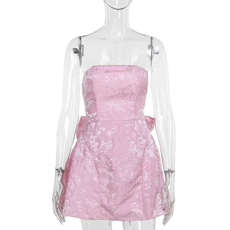 Ladies Summer Evening Birthday Party Dress Women Sleeveless Backless Bow New Fashion Mini Dresses Club Streetwear Woman Clothes