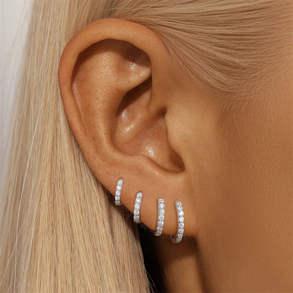 CANNER 1PC Moissanite Horse Eye Puncture Ear Stud For Women 925 Sterling Silver INS 2/3/4mm Round Circle Earring Wedding Gift