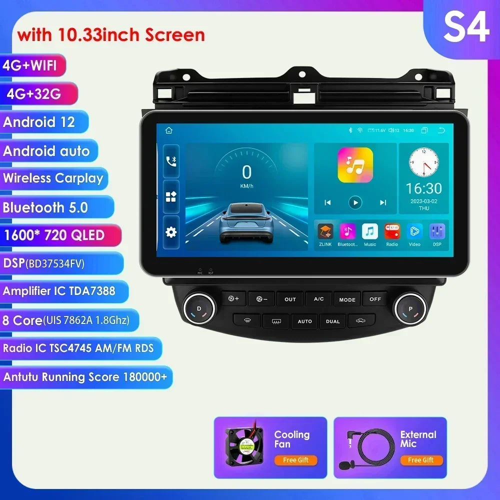 Carplay Android Car Radio For Honda ACCORD 7 2003-2007 Multimedia player GPS Navi Stereo 7862 Autoradio 2din Diesel screen 4G BT