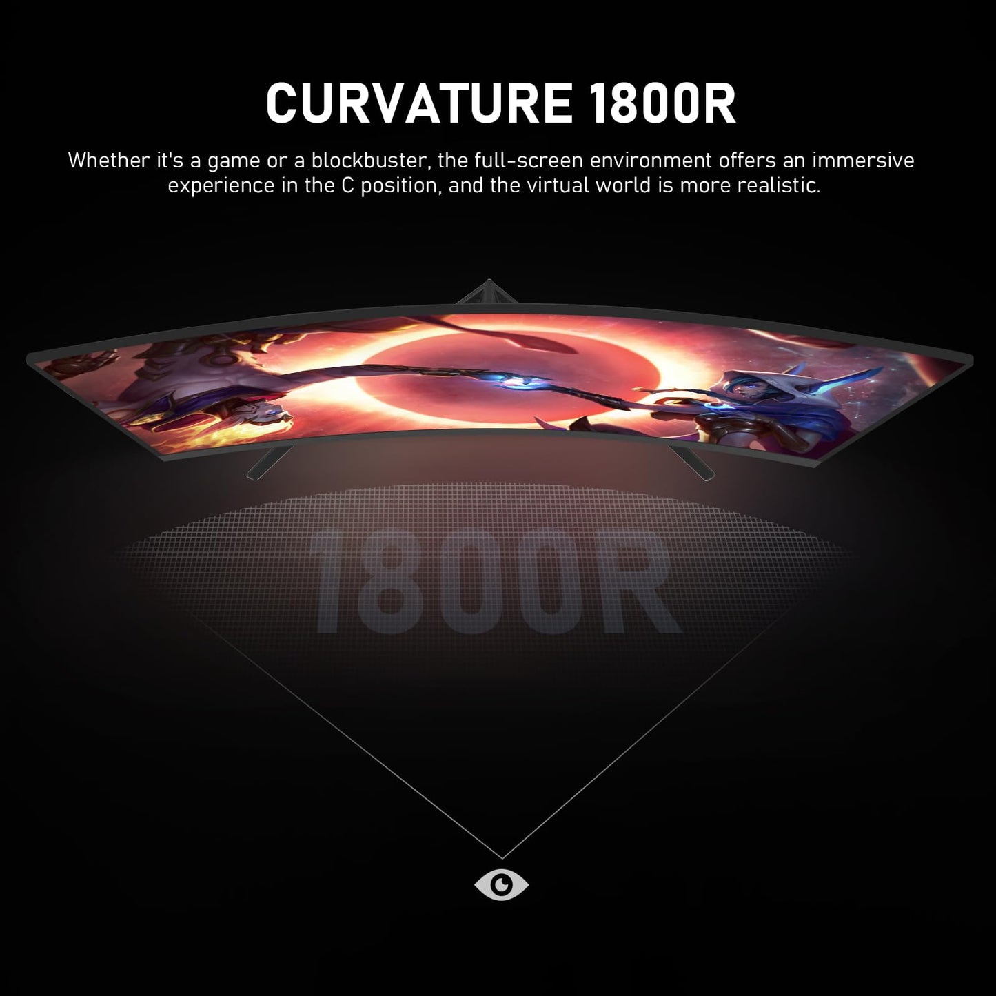 32 inch 2K QHD(2560×1440P) 165Hz Curved Gaming Monitor, PC Screen