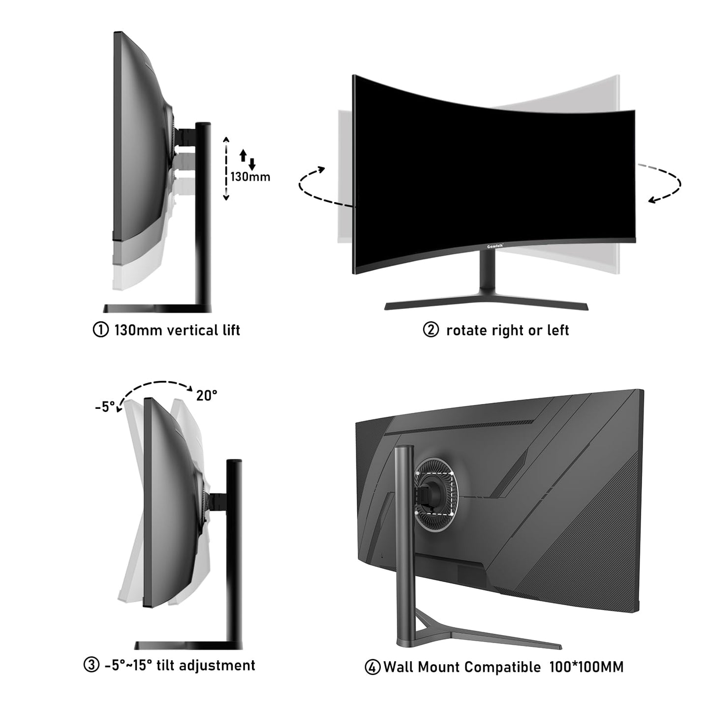 32 inch 2K QHD(2560×1440P) 165Hz Curved Gaming Monitor, PC Screen