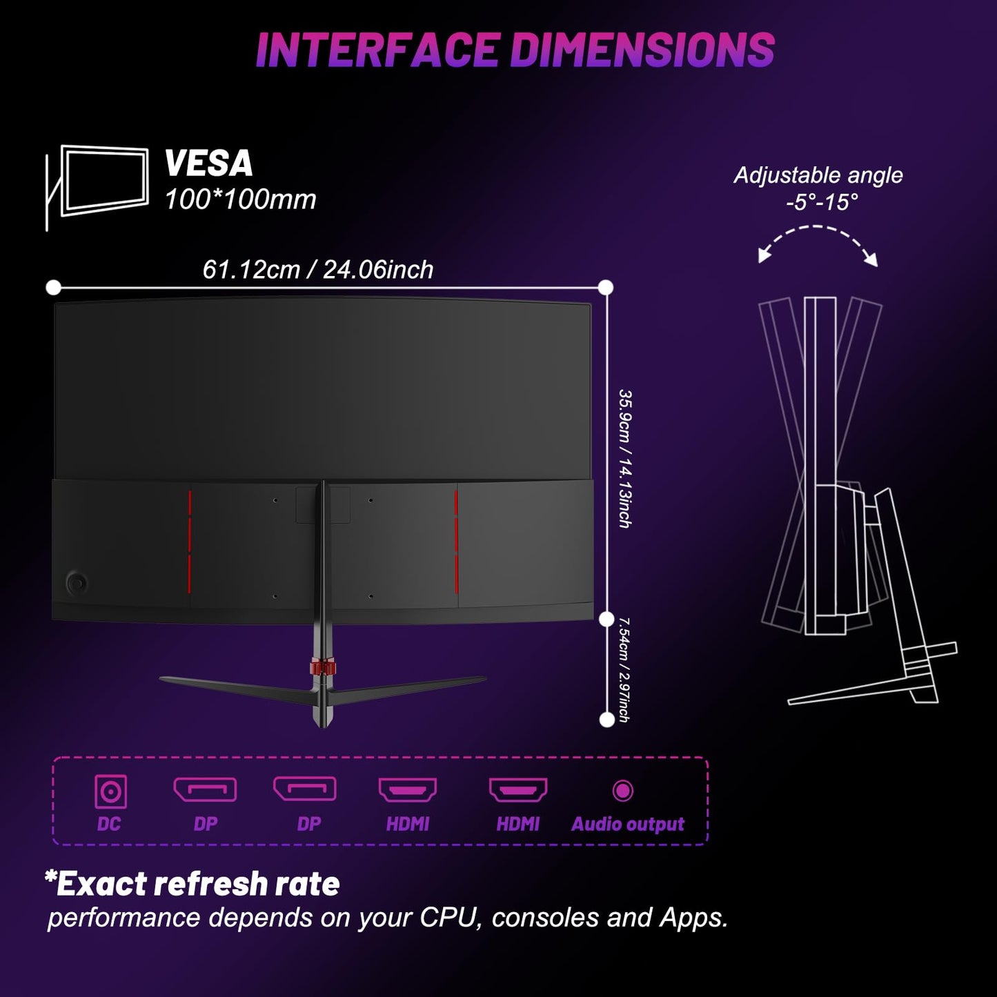LXZ Curved 32 Inch Gaming Monitor 1500R, 2K QHD 180hz Frameless Display