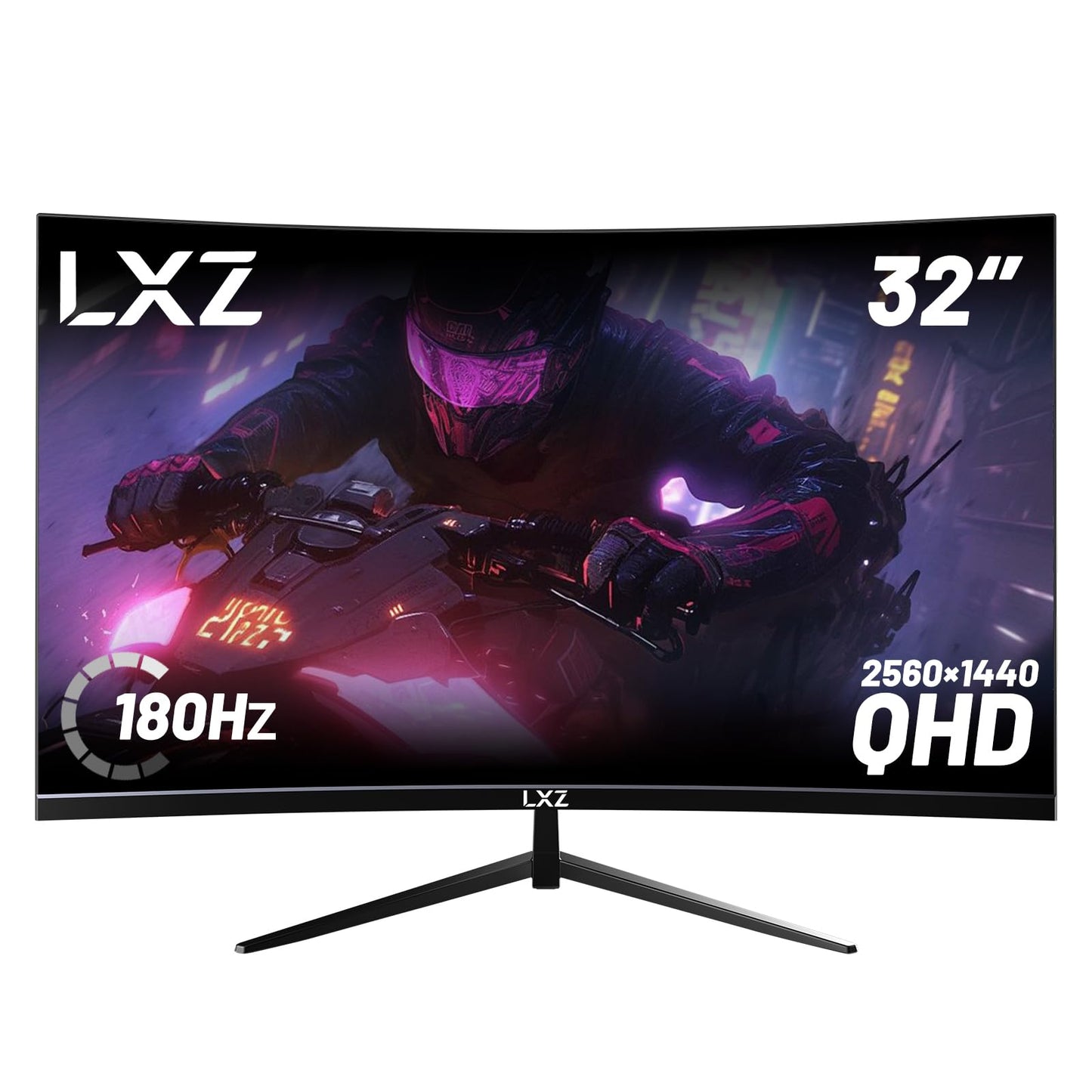 LXZ Curved 32 Inch Gaming Monitor 1500R, 2K QHD 180hz Frameless Display
