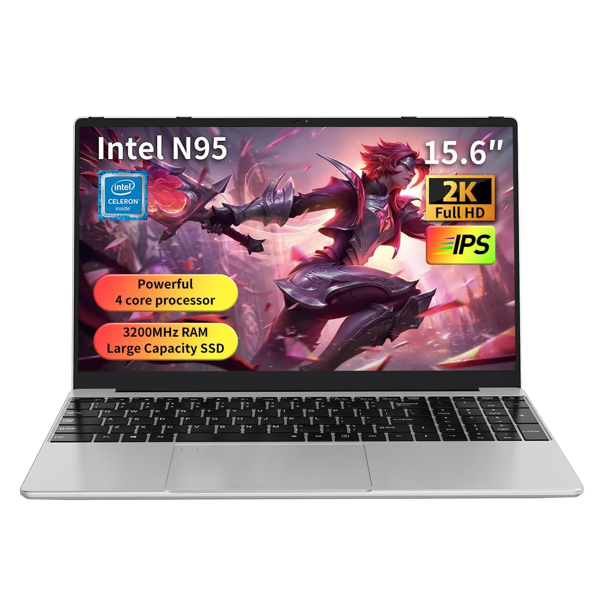 Gaming Laptop 15.6" FHD,Intel N95 Turbo Boost 3.4GHz,16GB DDR4 + 512GB SSD,RGB Backlit Keyboard & Fingerprint Unlock,Windows 11 Pro Laptop Computer for Immersive Performance