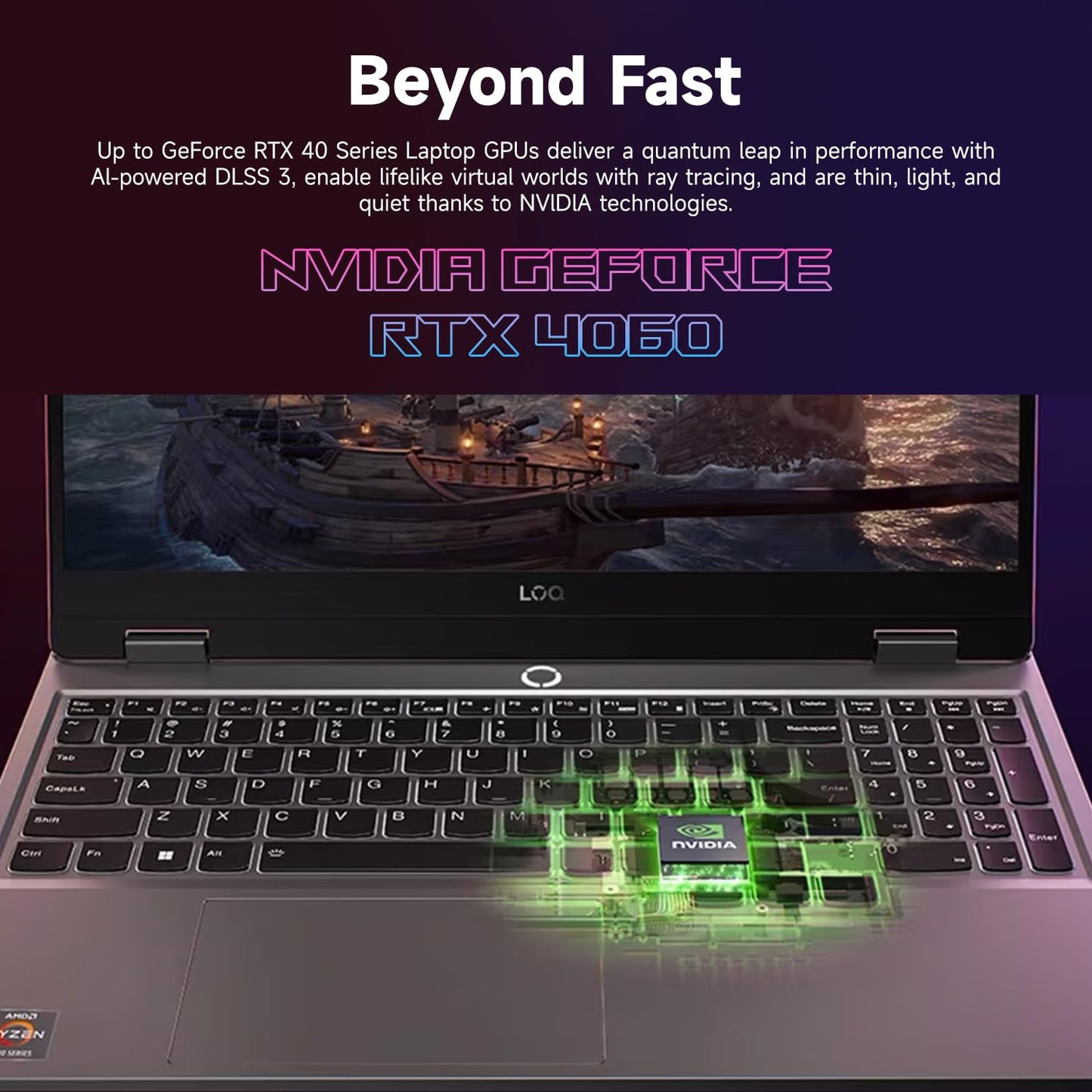 Lenovo LOQ 15 15ARP9 RTX 4060 Gaming Laptop, 15.6" FHD 144Hz, AMD Ryzen 7 7435HS, NVIDIA RTX 4060, 32GB DDR5 RAM, 1TB SSD, Backlit KB, RJ-45, Bundle with PCO Laptop Cooler