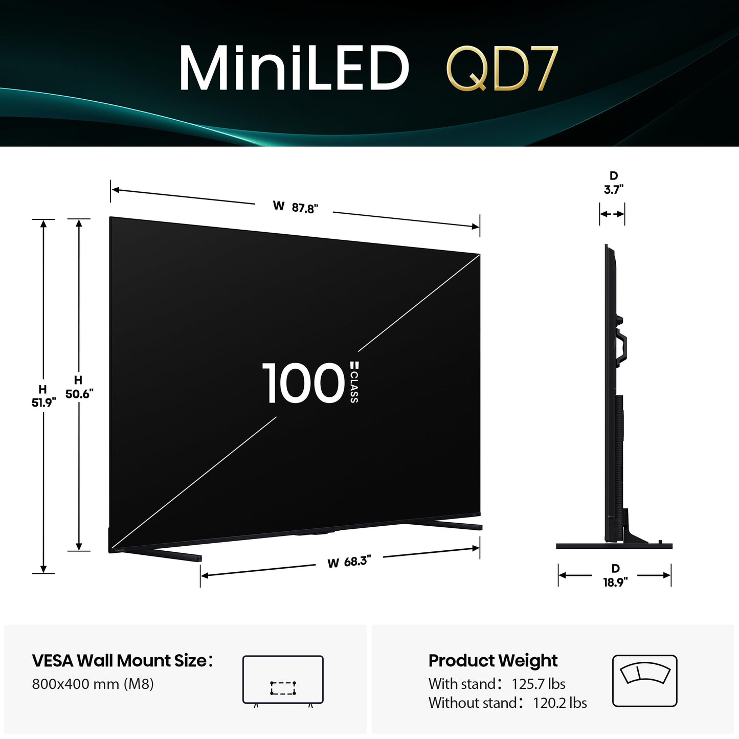 Hisense 75" Class QD7 Series Mini-LED 4K UHD Smart Fire TV (75QD7QF, 2025 Model) - QLED, Native 144hz, HDR10+, Dolby Vision, Dolby Atmos, Game Mode Pro, ALLM, Alexa Built in with Voice Remote, Black
