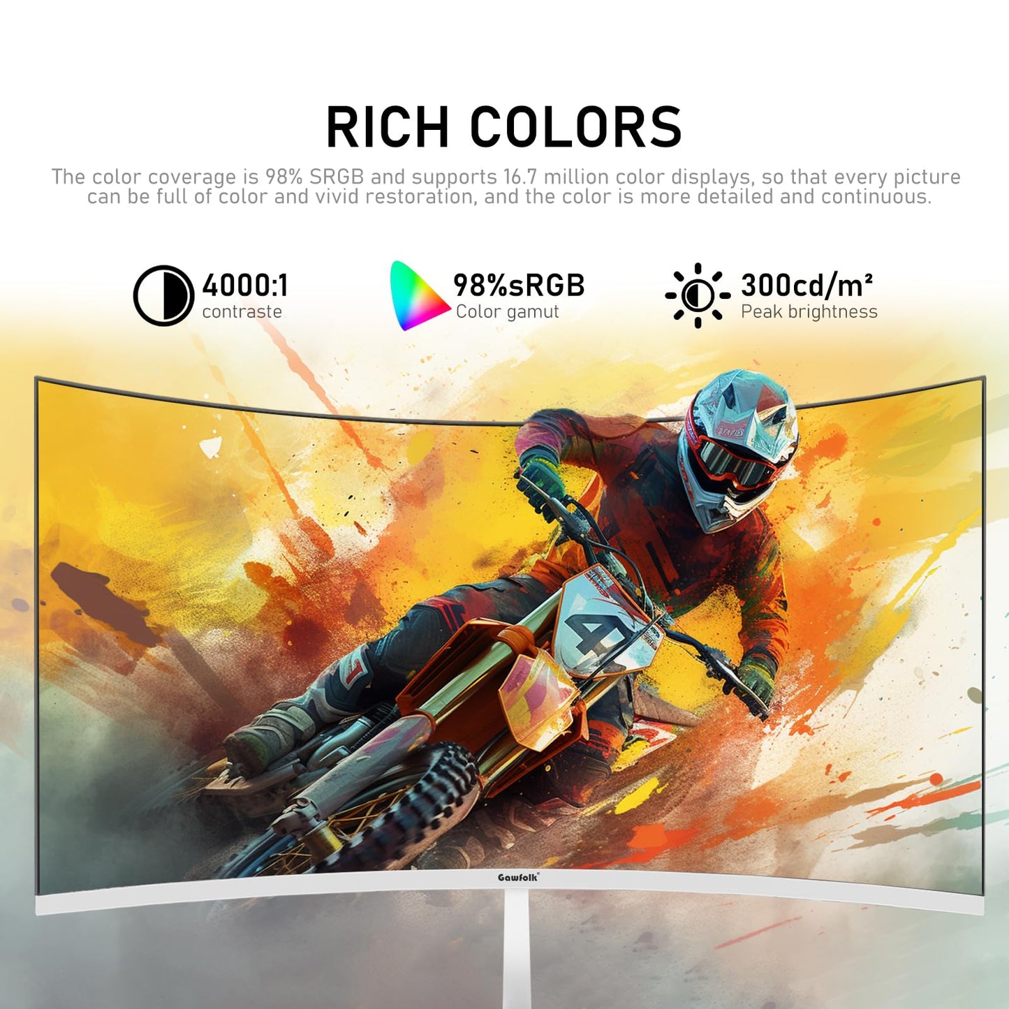 32 inch 2K QHD(2560×1440P) 165Hz Curved Gaming Monitor, PC Screen