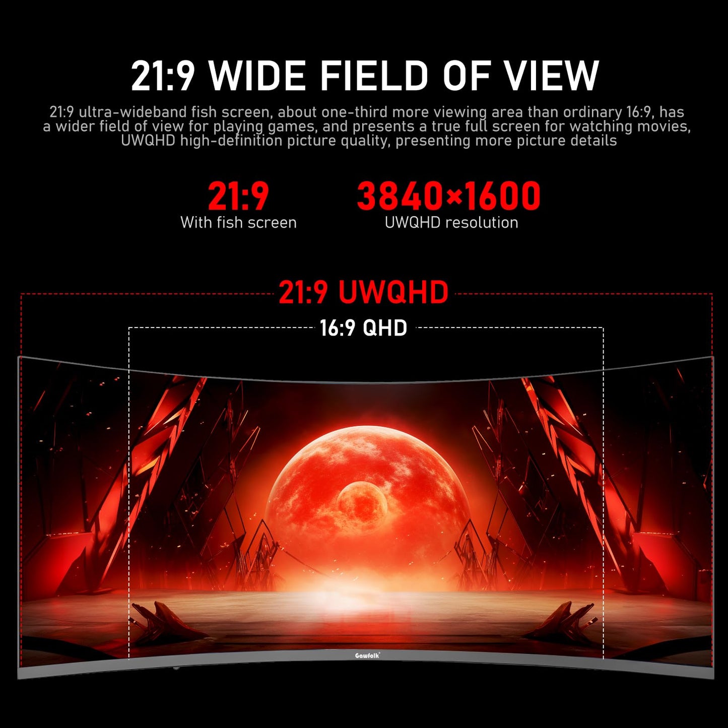 32 inch 2K QHD(2560×1440P) 165Hz Curved Gaming Monitor, PC Screen