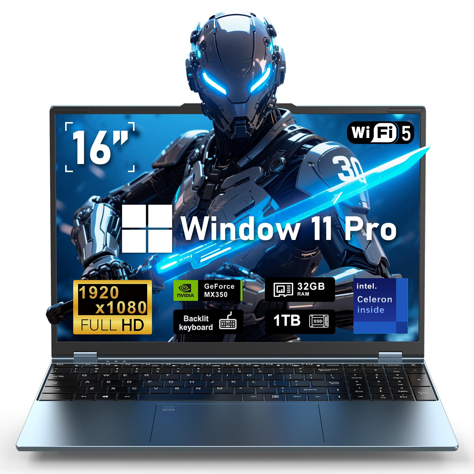 Gaming Laptop,MX350 Graphics Laptop,16 Inch Laptop Computer,N95 4C/4T Processor(up to 3.4Ghz),16GB RAM 1TB SSD,16”FHD 1920 * 1200 Display,WiFi 5,BT4.0,Backlit Keyboard