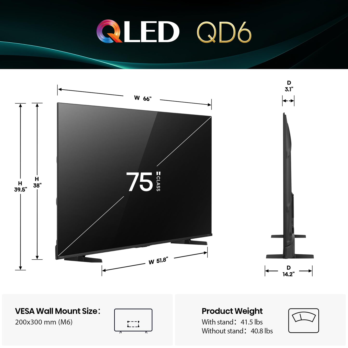 Hisense 65" Class QD6 Series (65QD6QF, 2025 Model) QLED 4K UHD Smart Fire TV, Voice Remote with Alexa, Dolby Vision, Dolby Atmos, Motion Rate 120, HDR 10+, Game Mode Plus, MEMC, VRR, ALLM