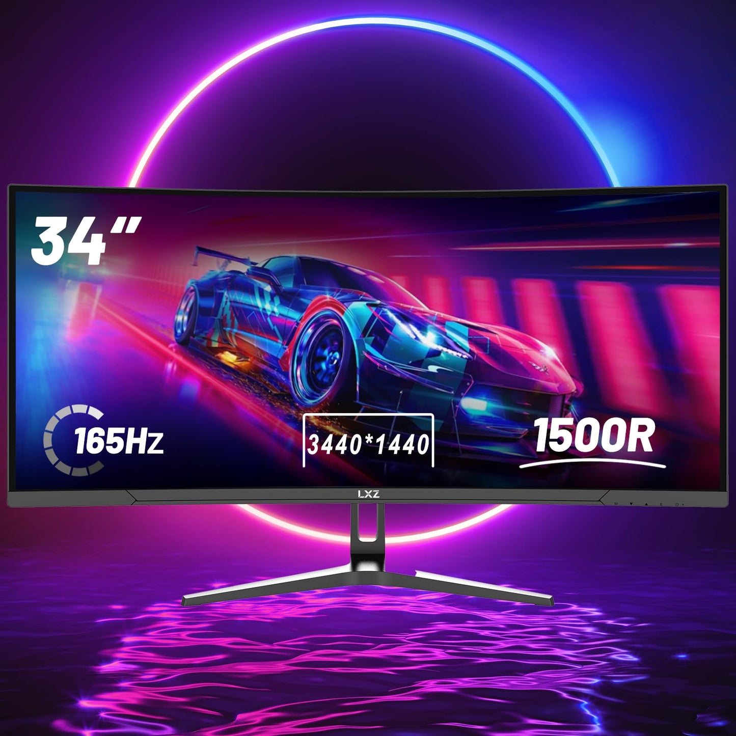 LXZ Curved 32 Inch Gaming Monitor 1500R, 2K QHD 180hz Frameless Display