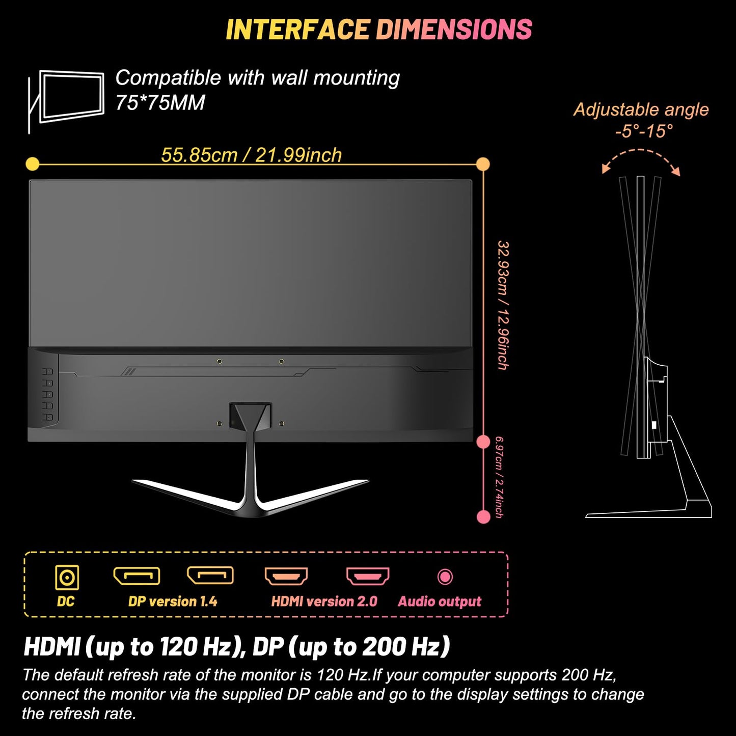 LXZ Curved 32 Inch Gaming Monitor 1500R, 2K QHD 180hz Frameless Display