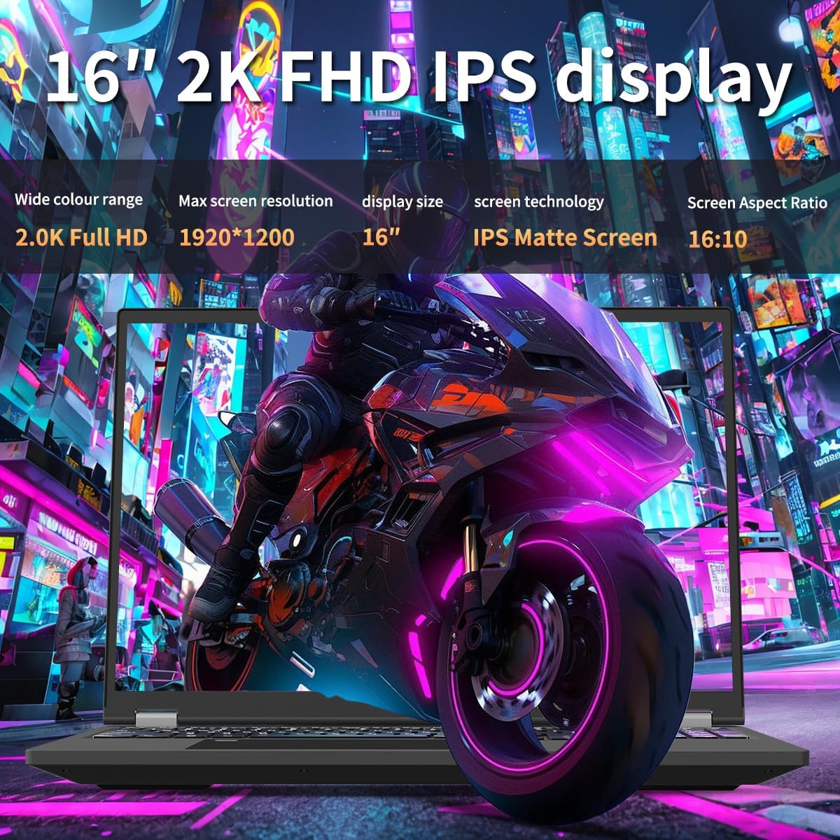 Gaming Laptop 15.6" FHD,Intel N95 Turbo Boost 3.4GHz,16GB DDR4 + 512GB SSD,RGB Backlit Keyboard & Fingerprint Unlock,Windows 11 Pro Laptop Computer for Immersive Performance