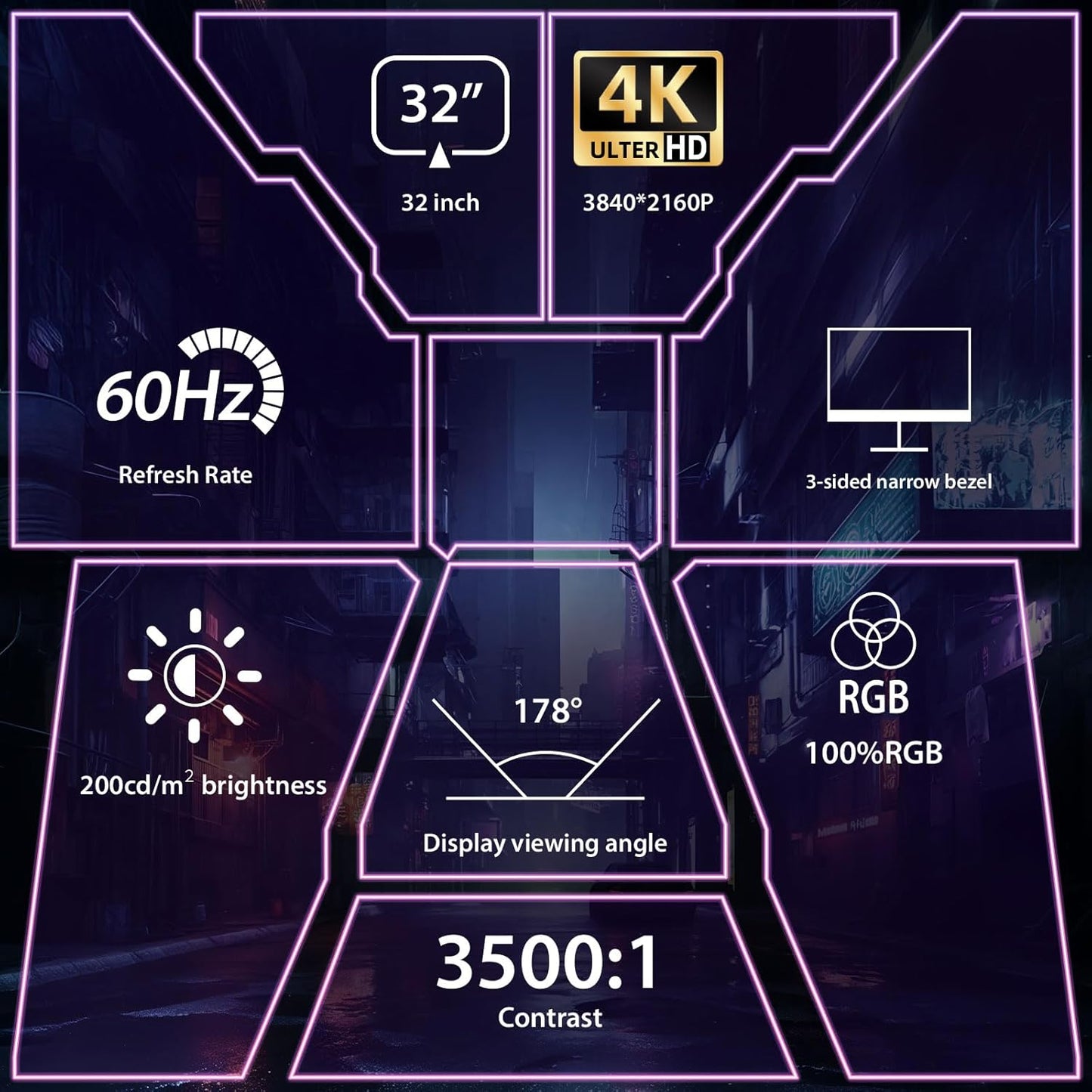 32 Inch UHD Gaming Monitor, (3840 X 2160) Computer Monitor