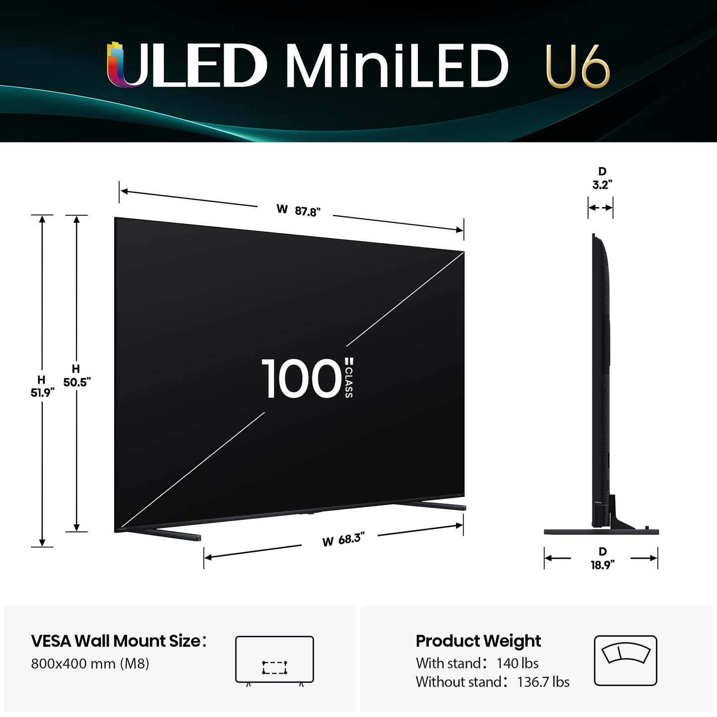 Hisense 55" Class U6 Series Mini-LED 4K UHD Smart Fire TV (55U65QF, 2025 Model) - QLED, Native 144Hz, HDR10+, Dolby Vision IQ, Dolby Atmos, Game Mode Pro, ALLM, Alexa Built in, Black