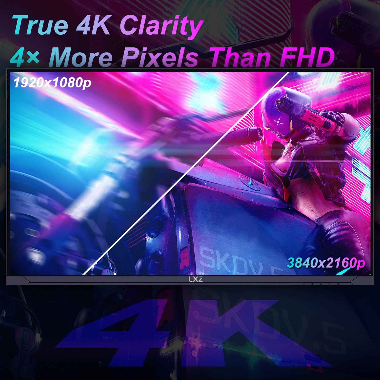 LXZ Curved 32 Inch Gaming Monitor 1500R, 2K QHD 180hz Frameless Display
