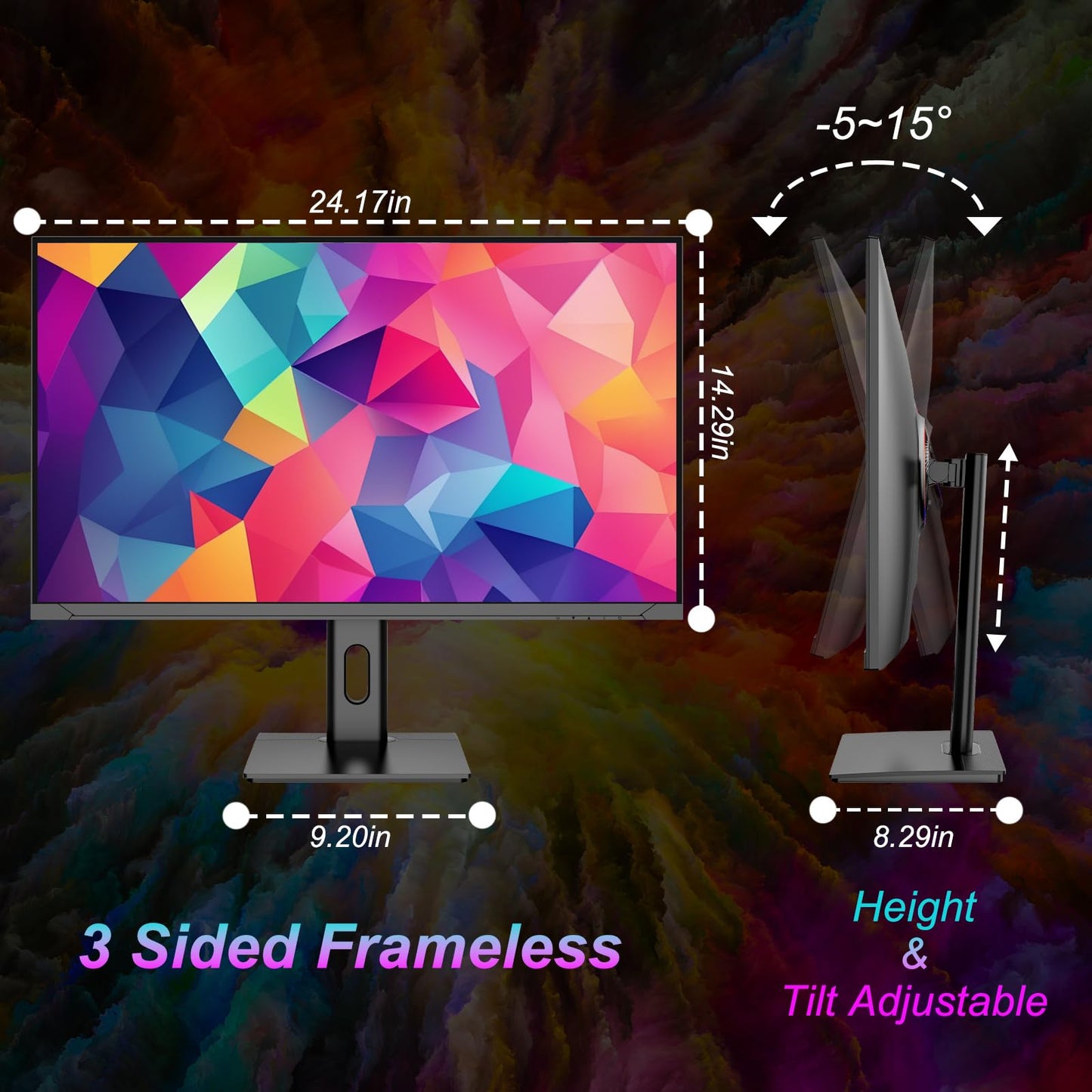 LXZ Curved 32 Inch Gaming Monitor 1500R, 2K QHD 180hz Frameless Display