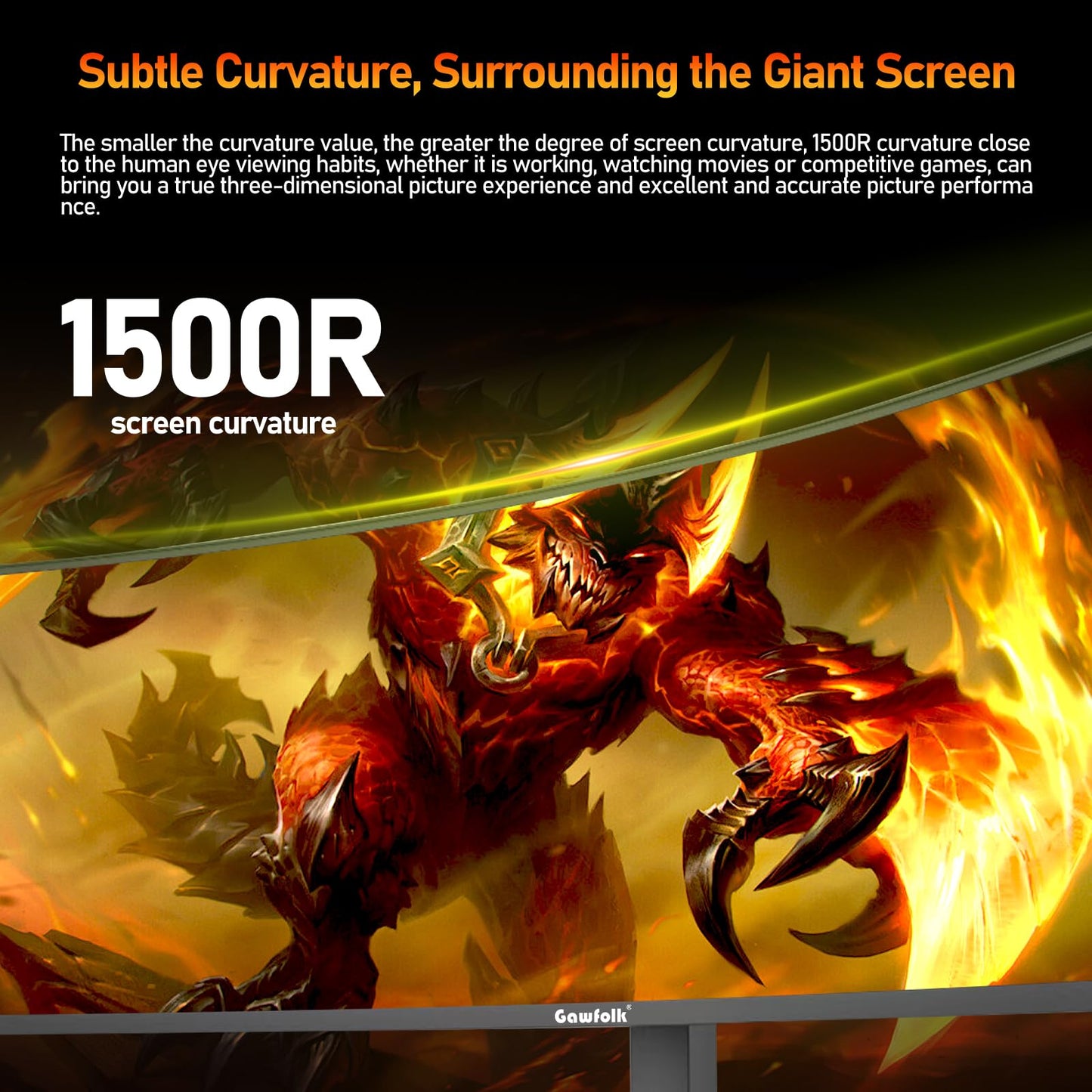 32 inch 2K QHD(2560×1440P) 165Hz Curved Gaming Monitor, PC Screen