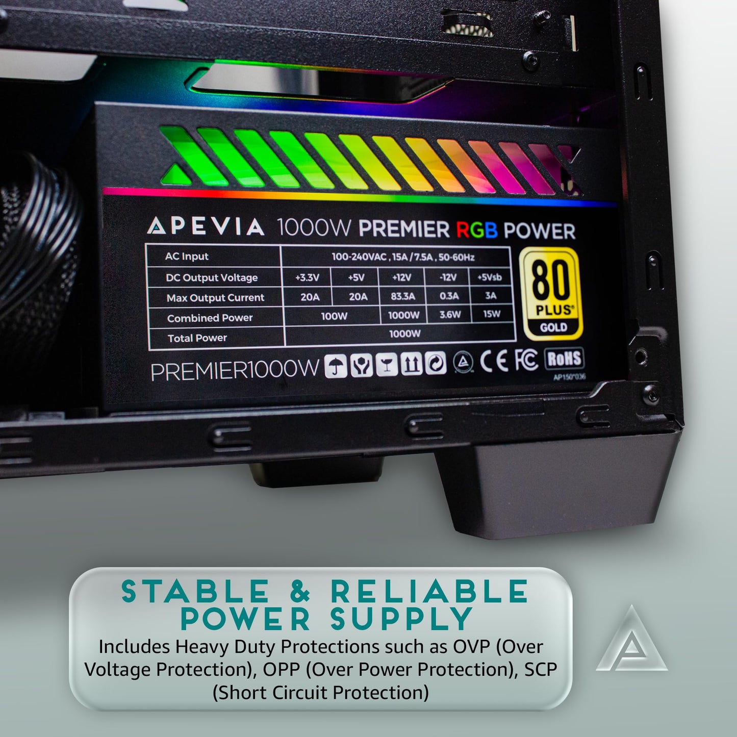 Apevia ATX-PM850W PCIe 5.0 ATX 3.0 Ready Premier 850W 80+ Gold Certified