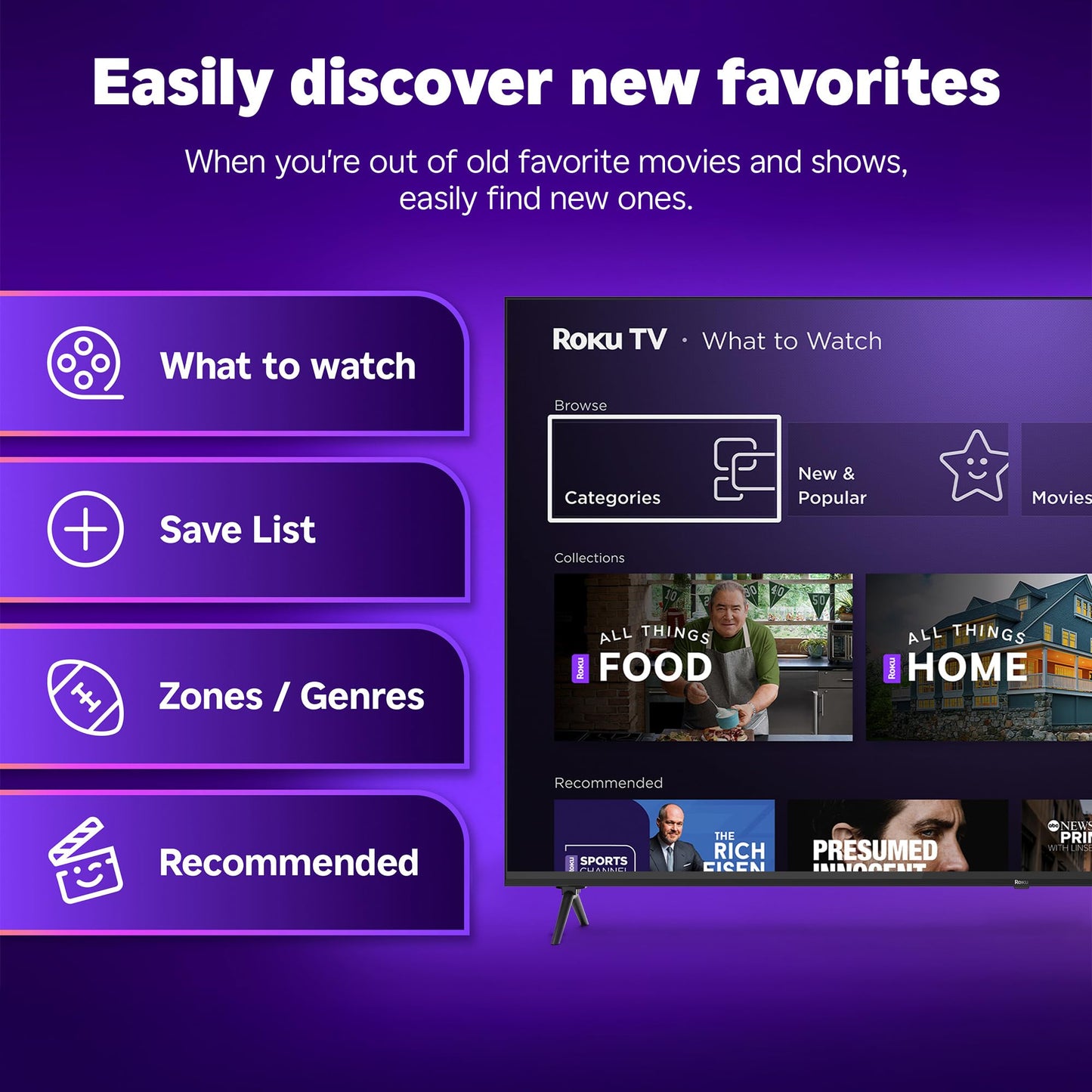 Roku Smart TV 2025 – 50-Inch Select Series, 4K HDR TV – RokuTV with Enhanced Voice Remote – Flat Screen LED Television with Wi-Fi for Streaming Live Local News, Sports, Family Entertainment